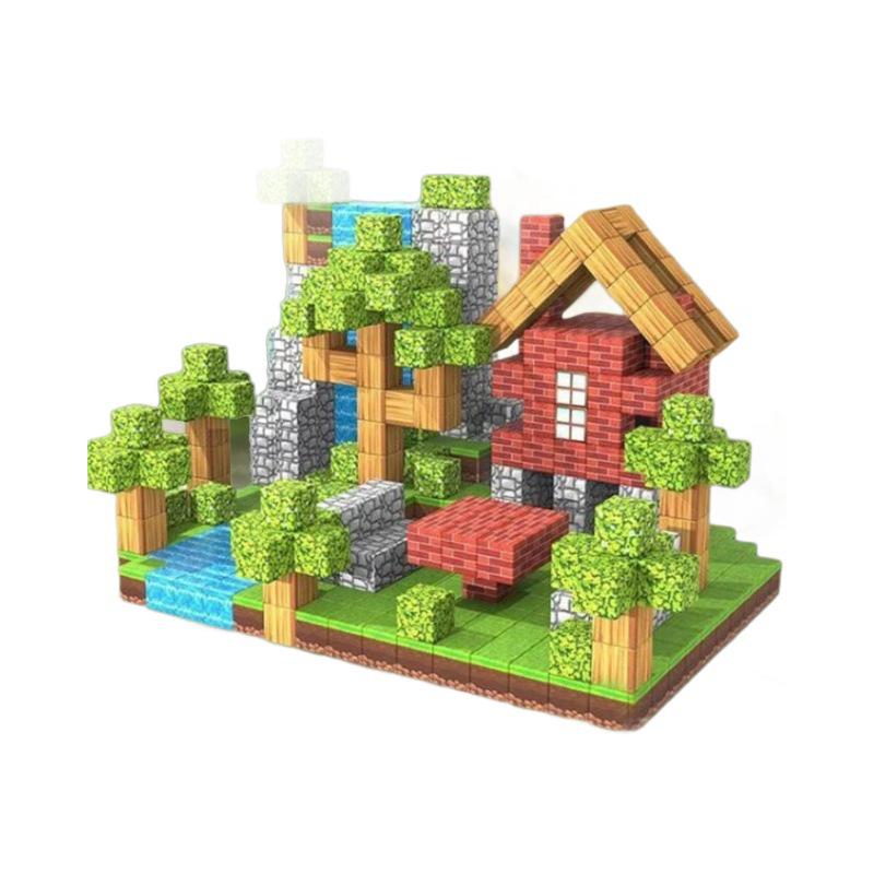 Magnetic Cube Building Set: Primeval Forest-Themed Educational Toy for Kids