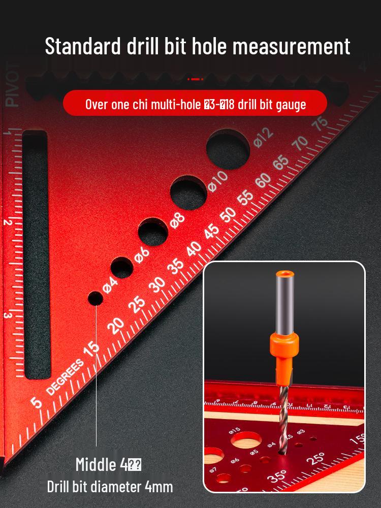 Industrial-Grade Aluminum Alloy Multifunctional Triangle Ruler - Thickened, High-Precision 90° Woodworking Measuring Gauge