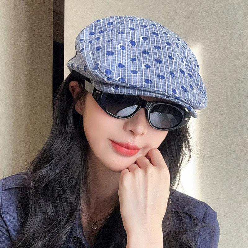 Polka Dot Hole Beret Women's Summer New Versatile Retro Painter Hat Fashion Popular Face Small Star Anise Hat