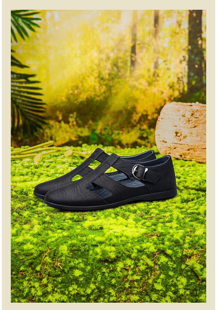 2024 Men's Summer Breathable Leather Pointed Toe Slip-On Casual Sandals