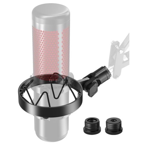Etour HyperX Quadcast Compatible Microphone Shock Mount with Pop Filter, Anti-Vibration, 1/4" & 3/8" Screw Adapters, 2-Year Manufacturer's Warranty, B