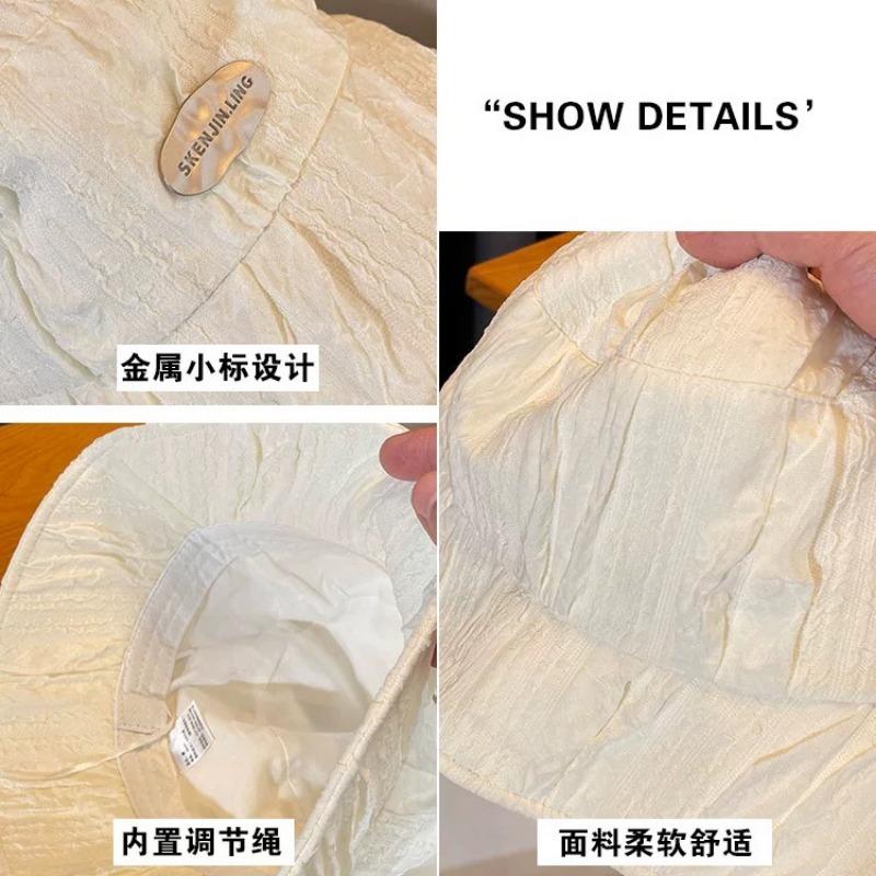 Bucket hat women's summer short brim big head circumference sun hat student plain and versatile senior feeling spring and autumn
