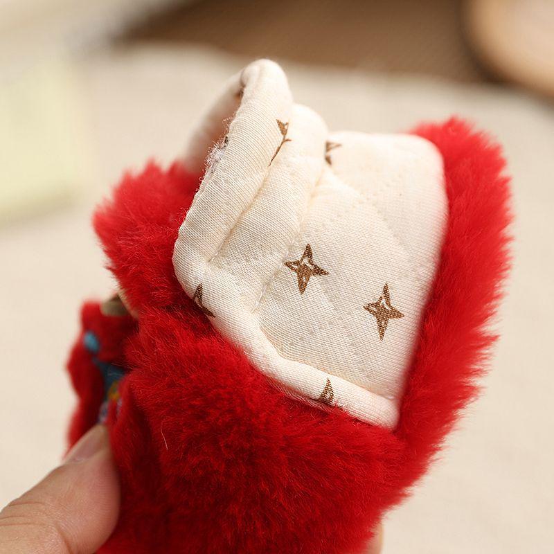 Winter Baby Booties: Soft Sole, Plush-Lined, Non-Slip, Imitation Rabbit Fur, Cute Cartoon for 0-1 Year Olds