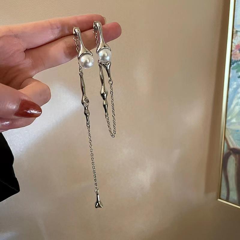 Long Tassel Earrings Fashionable European American Design Metal Chain Earrings Women's Party Gifts Cool Trendy Ear Accessories