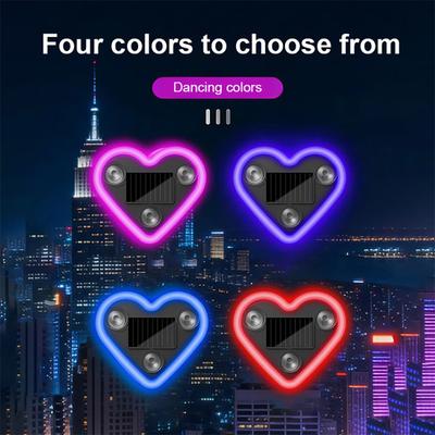 Solar Heart Shaped LED Car Light for Triangle Window Wireless Decorative Neon Lamp for Interior Exterior Suction Cup Mount Ambient Car Lighting