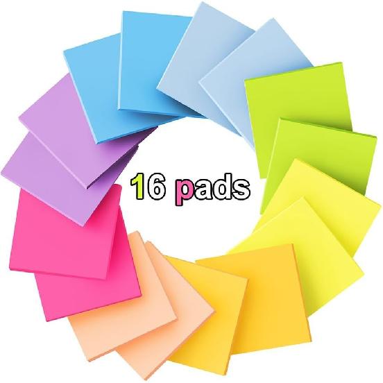 (16 Pack) Pop Up Sticky Notes 3x3 In Accordion Stickies Super Sticking Power Memo Pads Bright Colors