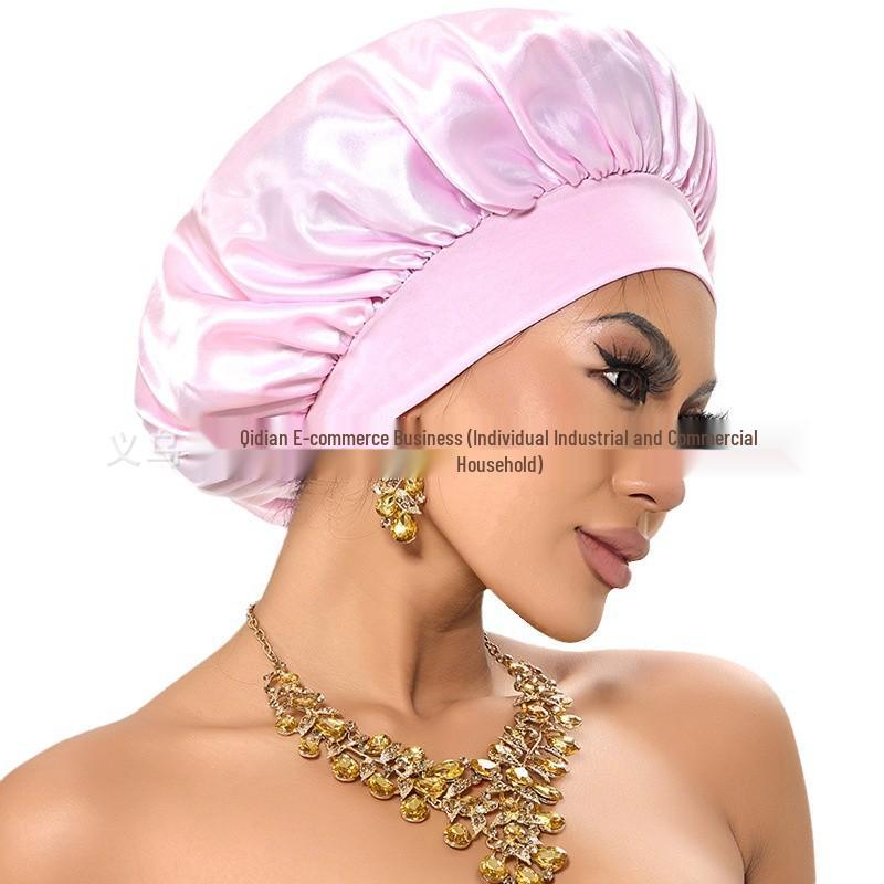 Women's Satin Wide-Brim Nightcap for Hair Care & Styling