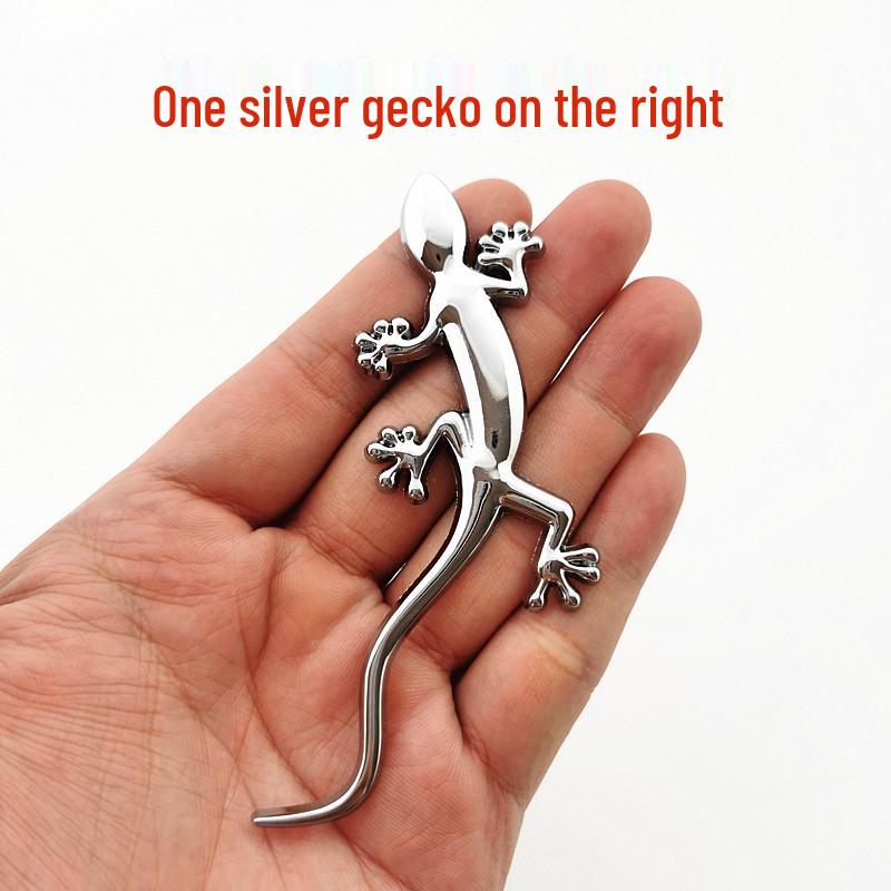 Gecko Car Emblem: Fun Metal Body & Tail Decoration Sticker
