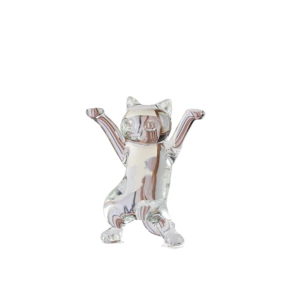 

Cute Crystal Cat Figurine 3D Animal Sculpture Light Luxury Dance Cats Miniatures Garden style 4
