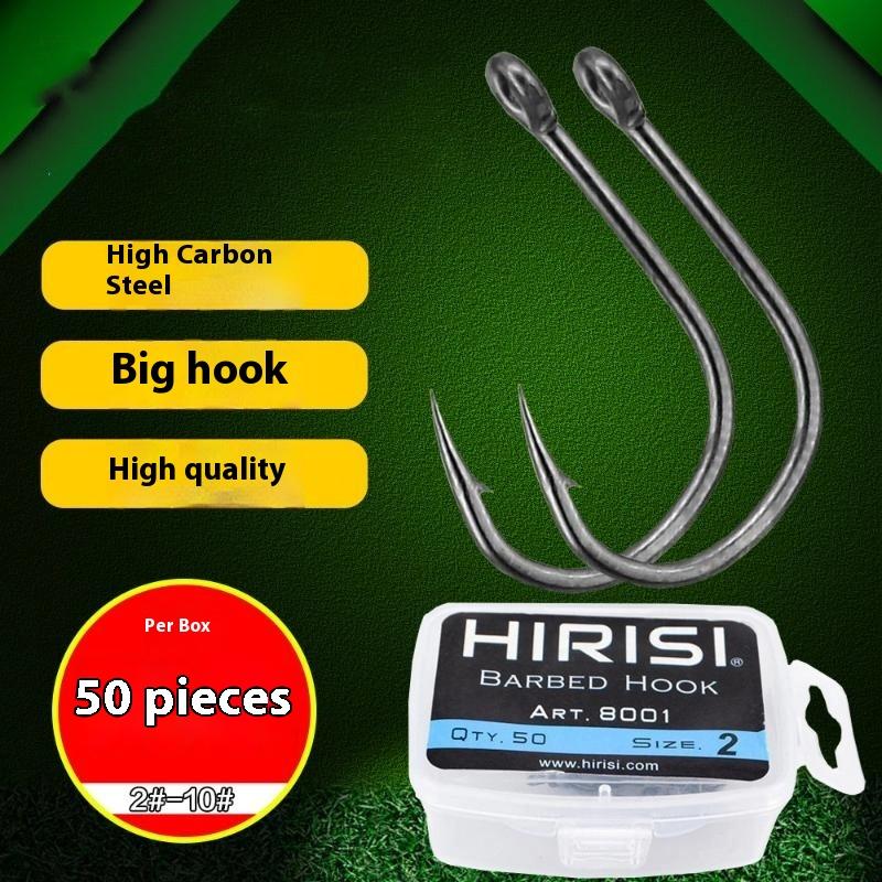 Hirisi 50 ks Háčky na kapry s PTFE povrchem a očkem, mikroprotihroté, z vysokouhlíkové oceli, 8029, Rybářské příslušenství, Skládací krabička