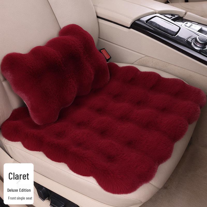Winter Fleece Rabbit Fur Plush Car Seat Cushion 3-Piece Set