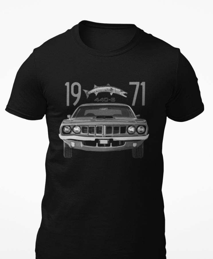 

Футболка с коротким рукавом Barracuda Cuda 440 American Muscle Car 1971 года