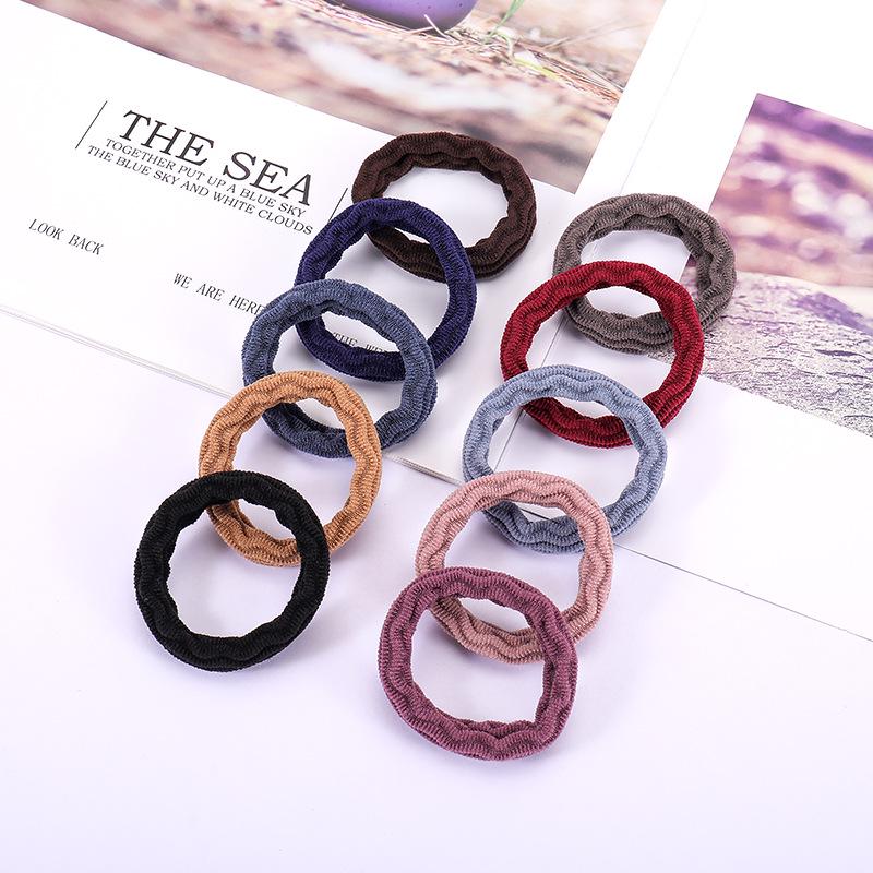 Jacquard High Elasticity Towel Ring Hair Tie – Korean Wave Grid Style