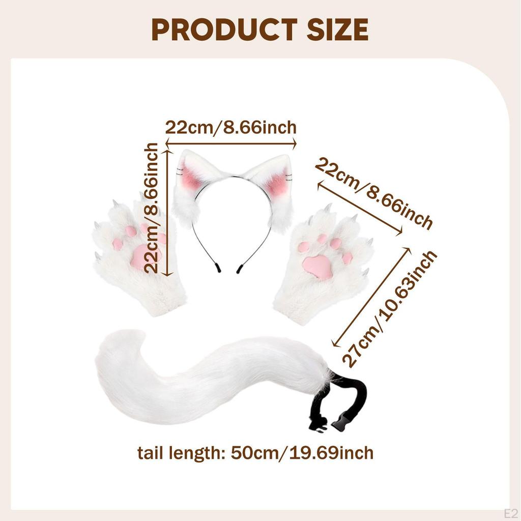 Headband Tail Gloves Set Animal Long for Birthday
