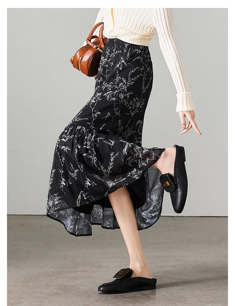 High Waisted Printed A-line Umbrella Skirt 2026 Spring Fashion Versatile Mid Length Skirt