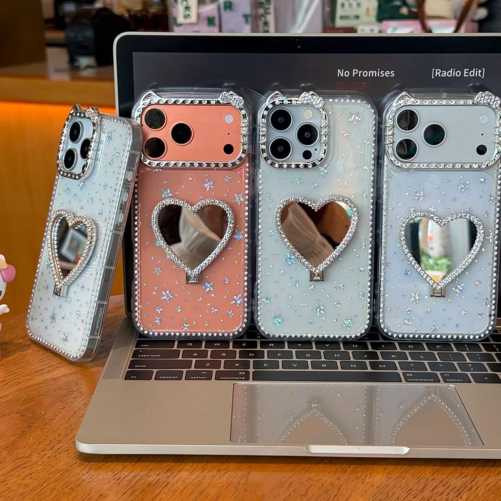 Love bracket bow cute ins for Apple 17promaxiphone16Pro star diamond mobile phone case