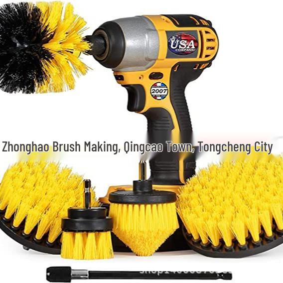 6-Piece Electric Drill Brush Set with 2.5-Inch Tapered and Round Disc Brushes for Bathroom and Floor Cleaning Green; 6-piece set; PP