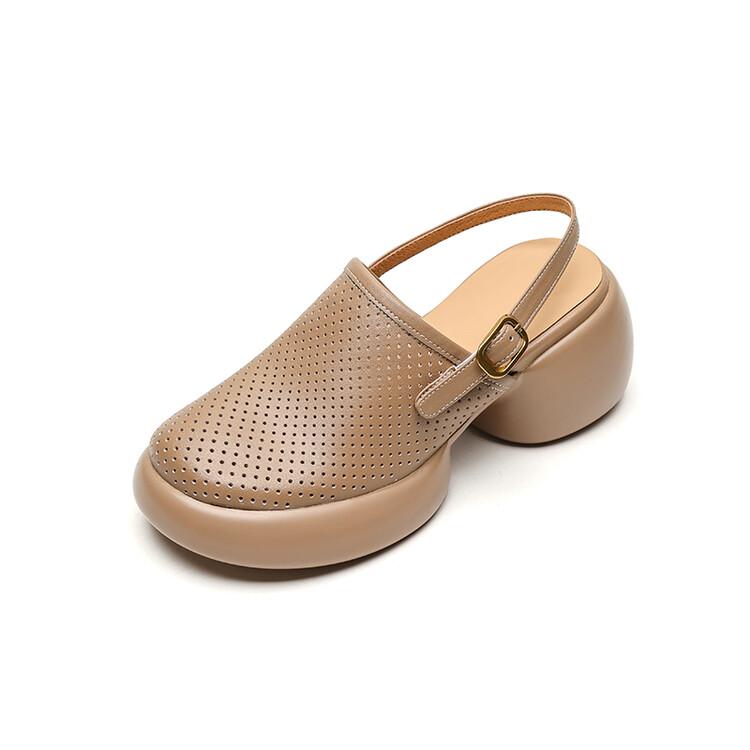 

Fashion New Summer Sandals Round Toe Hollow Out High Heels Sandals for Women Handmade Platform Sandals Zapatos Mujer Chunky Heel Shoes 40