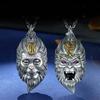 Verstellbare, robuste Anhänger-Halskette mit Monkey Kings-Motiv aus silberplattiertem Messing – ein tragbares und modisches Accessoire für Gamer
