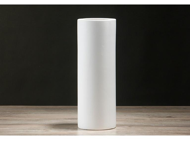 Nordische Weiße Matte Keramik Zylindrische Vase - Minimalistische Heimdeko für Frische/Trockenblumen
