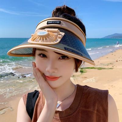 New Summer Sun Protection Hat for Women with Large Brim with Fan Empty Roof Hat Rechargeable Sun Hat Summer Fashion Sun Hat