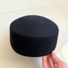 Vintage Hard Top Flat Fedoras Hats Women 100% Wool Felt Berets Hat Wedding Fascinator Caps Wedding Cocktail Party Pillbox Hat