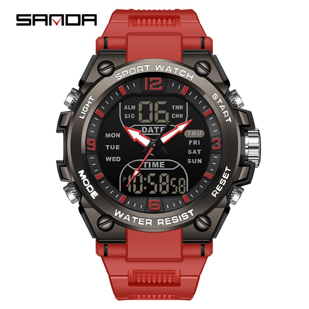 SANDA SD6252 Student Watch For Outdoor Sports Multifunctional Waterproof Should Be LED Men's Electronic Clock