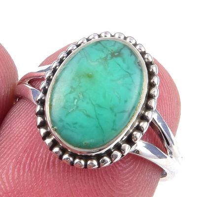 Natural Chrysoprase Gemstone Handmade 925 Solid Sterling Silver Ring Size 6 Q5c32