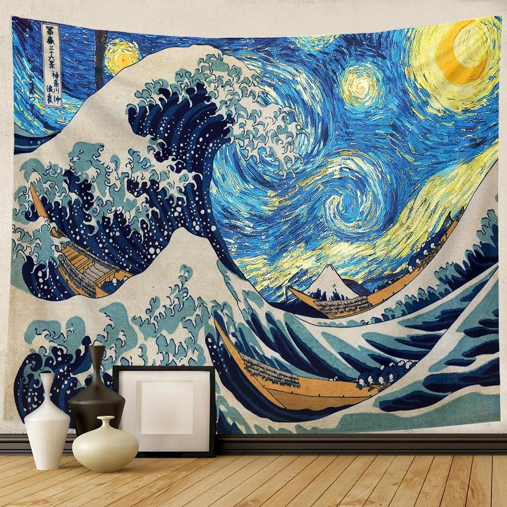 Japanese Wave Tapestry Wall Hanging For Boys Girls Teens Room Decor Oriental Eastern Asian Theme The Great Wave Wall Tapestry