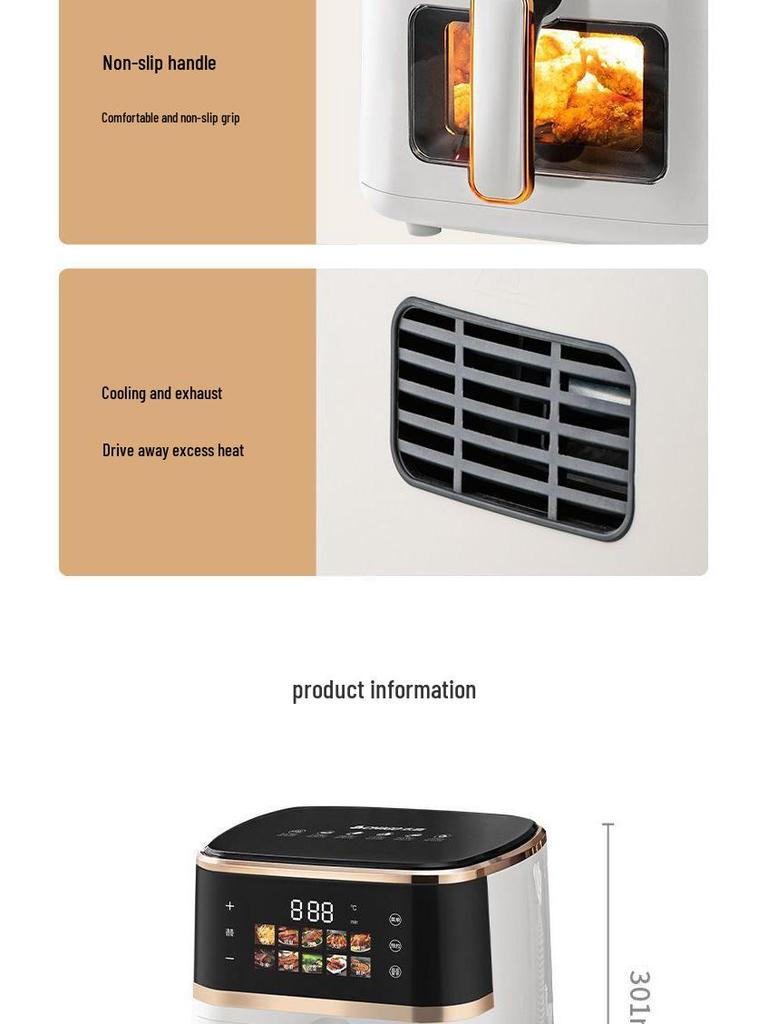 Elektrische Heißluftfritteuse mit großem Fassungsvermögen und Sichtfenster