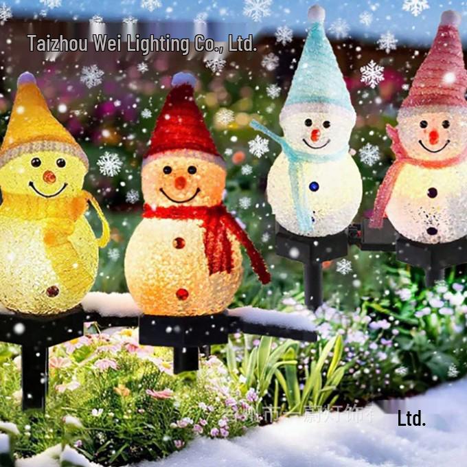 Waterproof LED Solar Christmas Lawn Lights: Santa & Snowman Decorations for Outdoor Courtyards