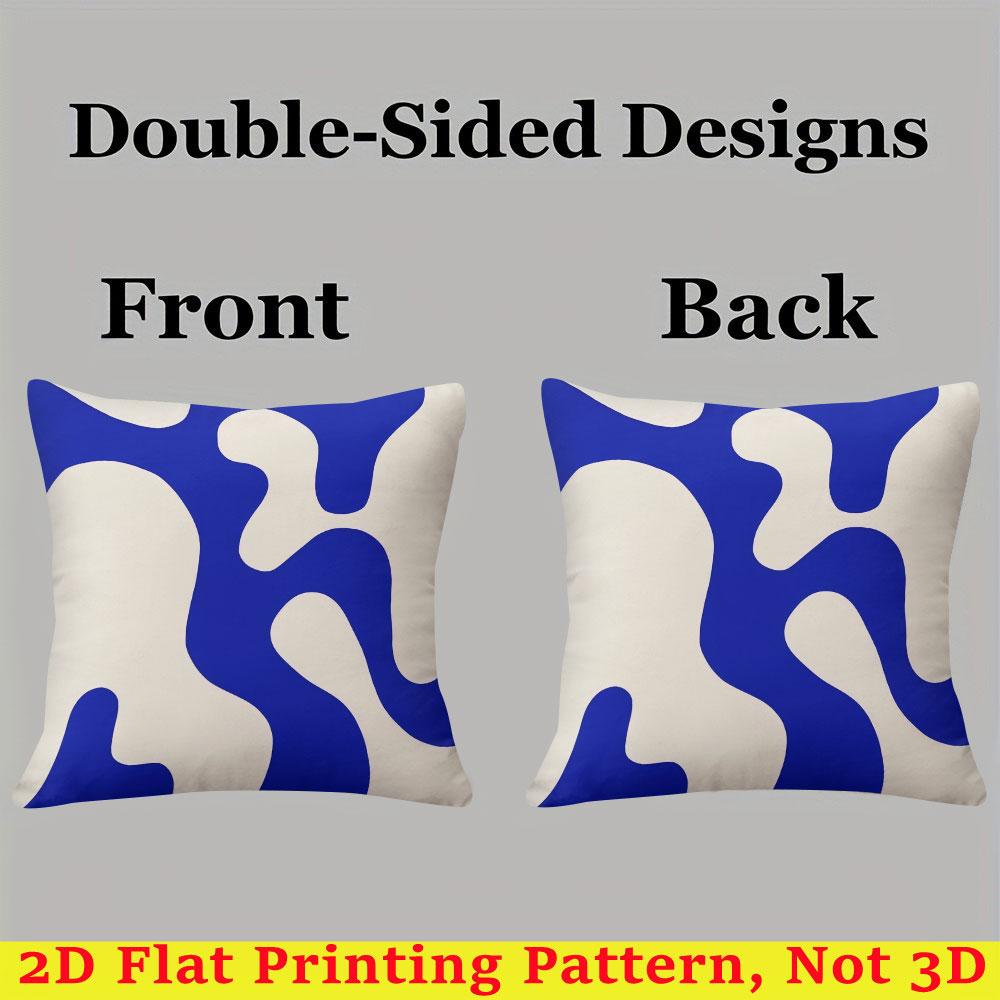 Blue Swirls Minimalist Square Jacquard Pillow Cover for Sofa Office Waist Cushion Cover Home Decorative Pillowcase