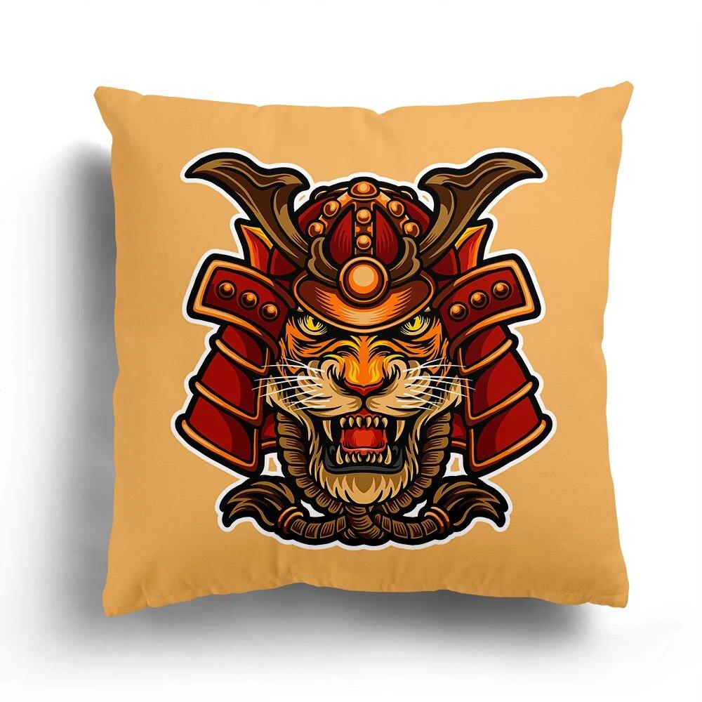 Bedroom Cushion Cover Cartoon Pillowcase Japanese Samurai  Character  Mask Living Room