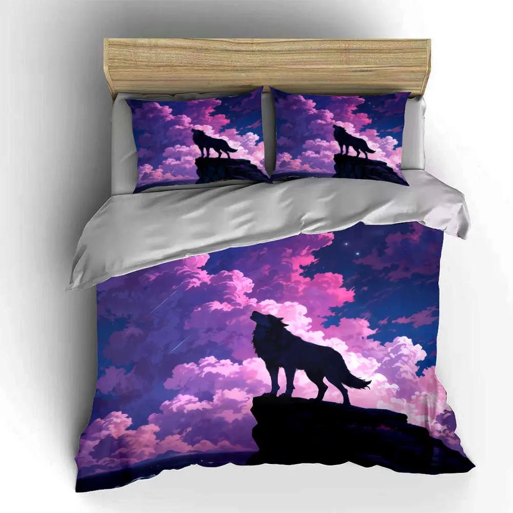 "Wolf Art Decorative Three-Piece Set" Soft Comfortable Duvet Cover Bedding Set Included 1*Duvet Cover & 2*Pillowcases Gift