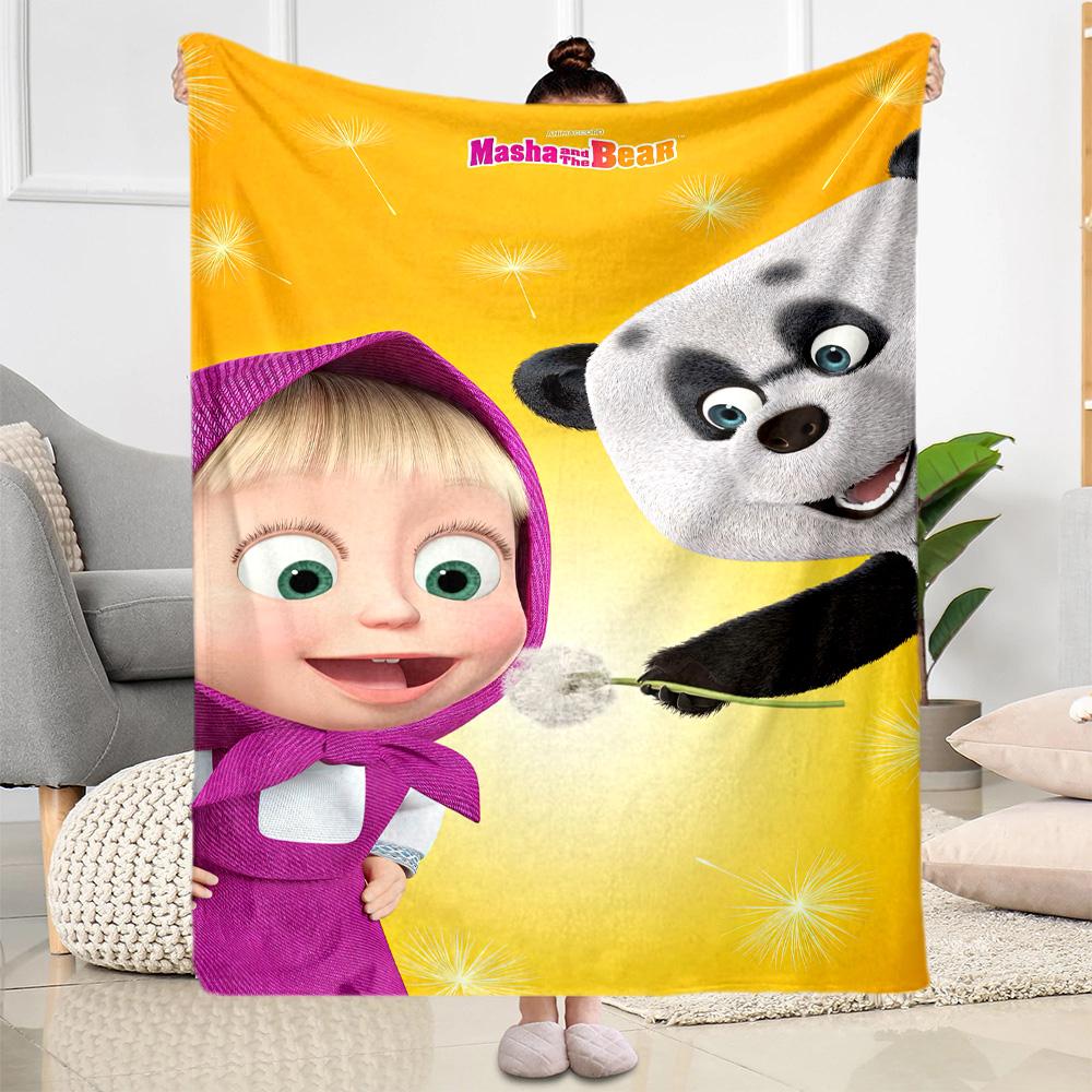 Masha Bear Blanket Durable Comfort Great for Office Chair Livingroom Bed for All Occasions Stylish Decor Gift for Travel Home Birthdays