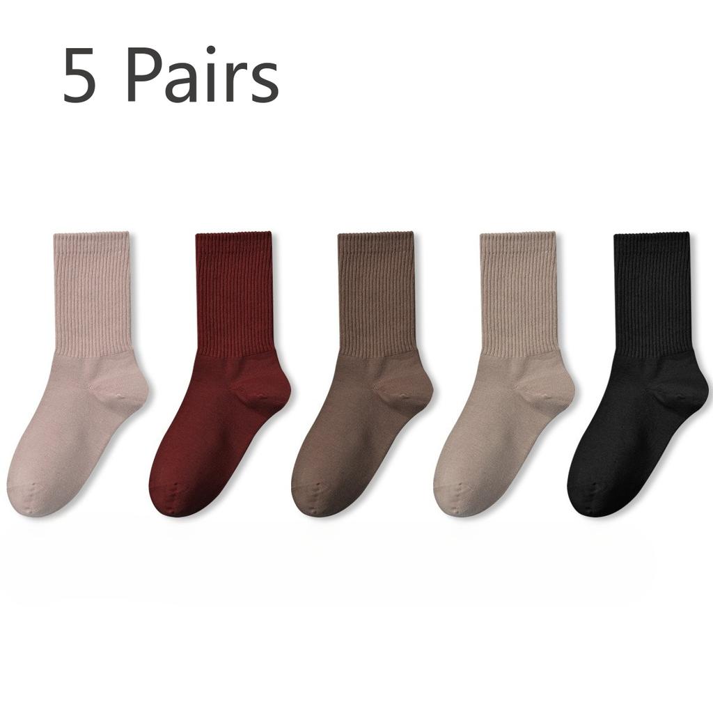 5 Pairs of Female Autumn and Winter Pure Cotton 7A Antibacterial Deodorant Wicking in The Tube Pile Cotton Socks