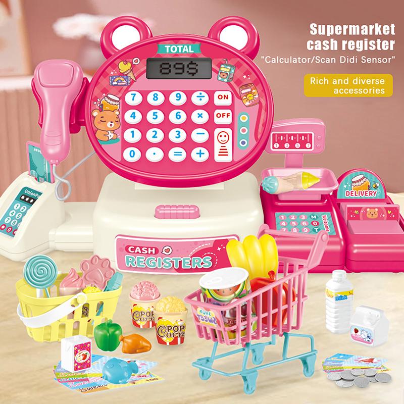 Children'S Home Simulation Supermarket Cash Register Cartoon Frog Shopping Computer With Sound Effects Toy