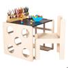 GINGER HOME 2-in-1 Montessori Children's Table with Chair and Climbing Cube, Natural Wood, 57x50x55 Cm