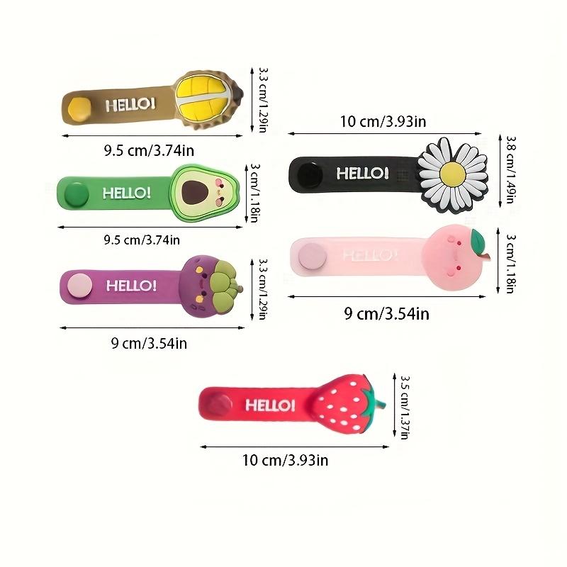 6Pcs Cartoon Fruit Cable Winders, Reusable Organizer for Earphone and Charging Cables, Perfect for Home and Office Use.