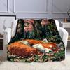 Orange Fox Sleeping In Forest Print Blanket Flannel Material Soft Warm for All Seasons Home Sofa Outdoor Camping Picnics RV
