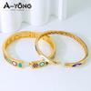 Ethiopia Classic Turquoise Bracelet 21k Gold Plated Dubai Charm Opening Bangles Oman Women Bridal Wedding Party Jewelry