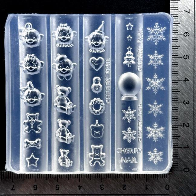 Силиконовая форма для украшения «Снежинка-Медвежонок-Балерина» с высокой прозрачностью Nail art mold