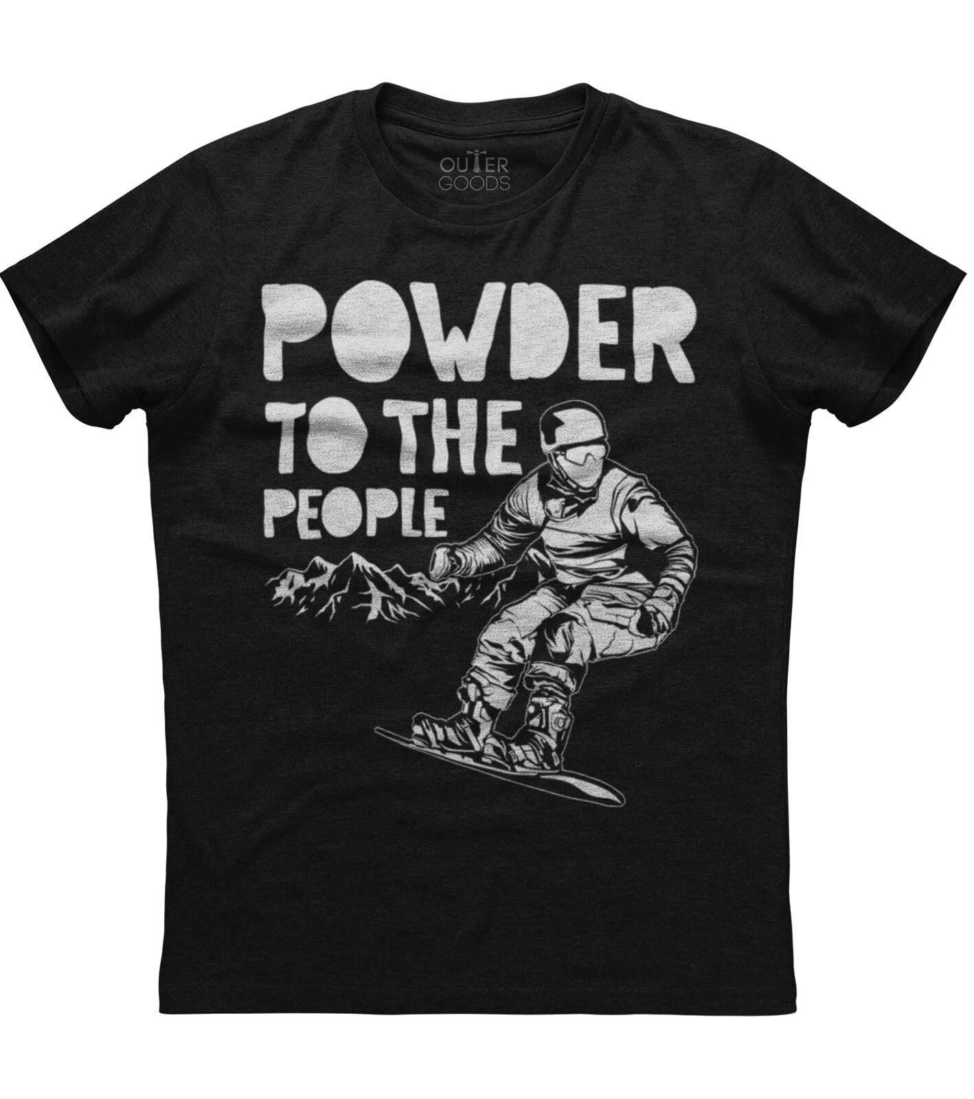 Powder To The People Snowboard Gear Unisex Short Sleeve Cotton Black T-shirt S