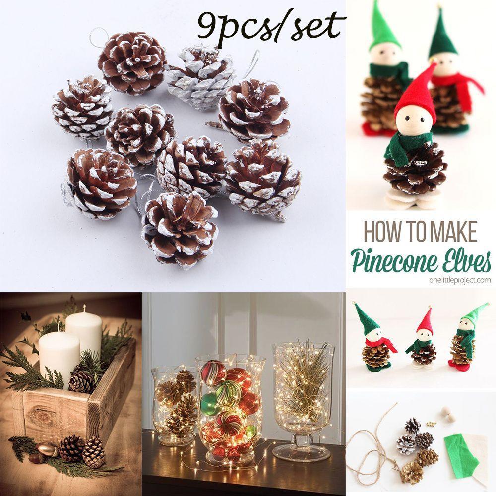 9Pcs/set DIY Craft Supplies Xmas Hanging Ball Christmas Tree Ornament Pinecone Pine Nuts