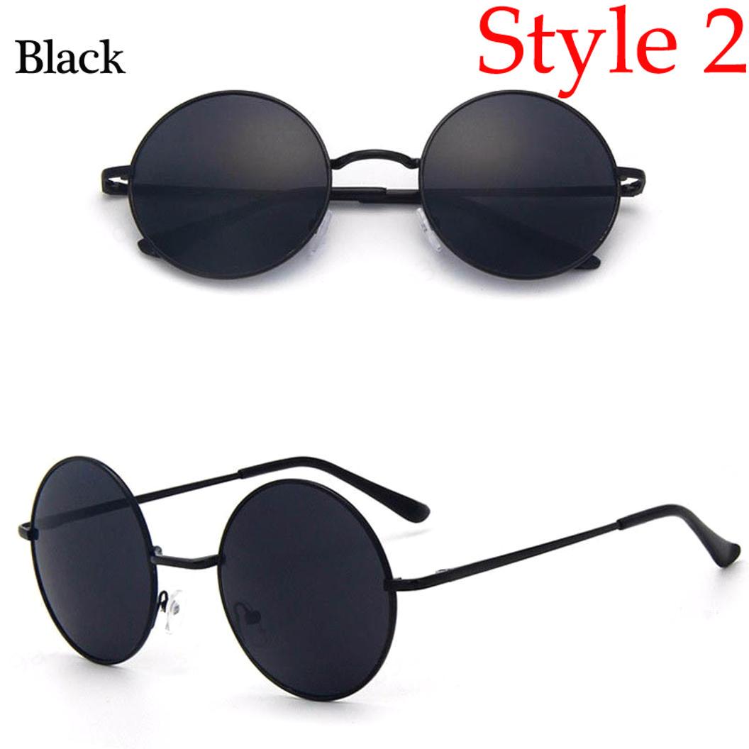 

Женские модные ретро круглые пластиковые очки с линзами, солнцезащитные очки, очки в оправе Style 2 чёрный
