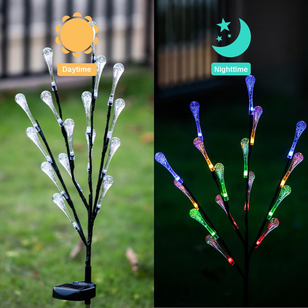 LED Solar Lights Colorful Tree Shaped Garden Stake Lights Pathway Walkway Lawn Patio Backyard Lighting Waterproof Solar Powered 16 LEDs Landscape Lam
