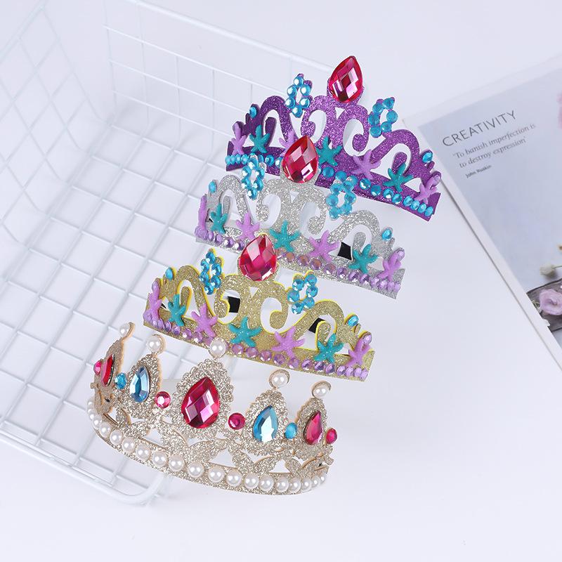 Mermaid Princess Rhinestone Crown Headband for Kids' Cosplay