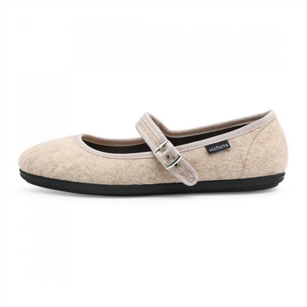 Victoria Shoes Oda Mary Jane Felt Beige 1049919 Beige