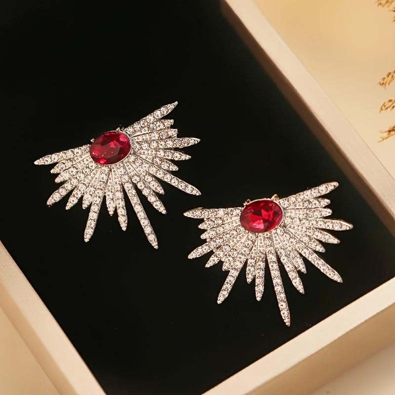 1 Pair Elegant Fashion Shiny Wings Design Stud Earrings for Women, Suitable for Party and Vacation Decoration, Jewelry Gift