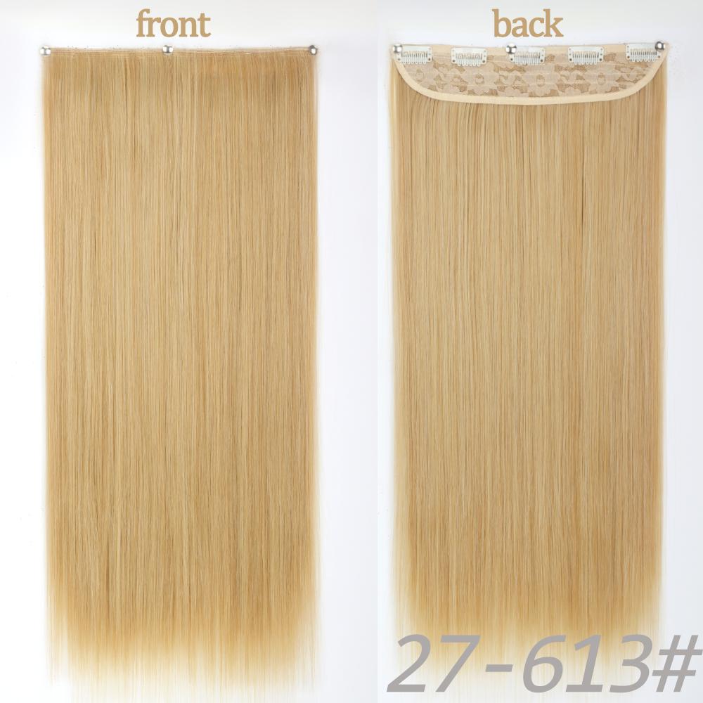 MERISIHAIR Women Fashion Long Straight Synthetic Fiber Hair Extensions 5 Clips Invisible Hairpiece for Daily Wear